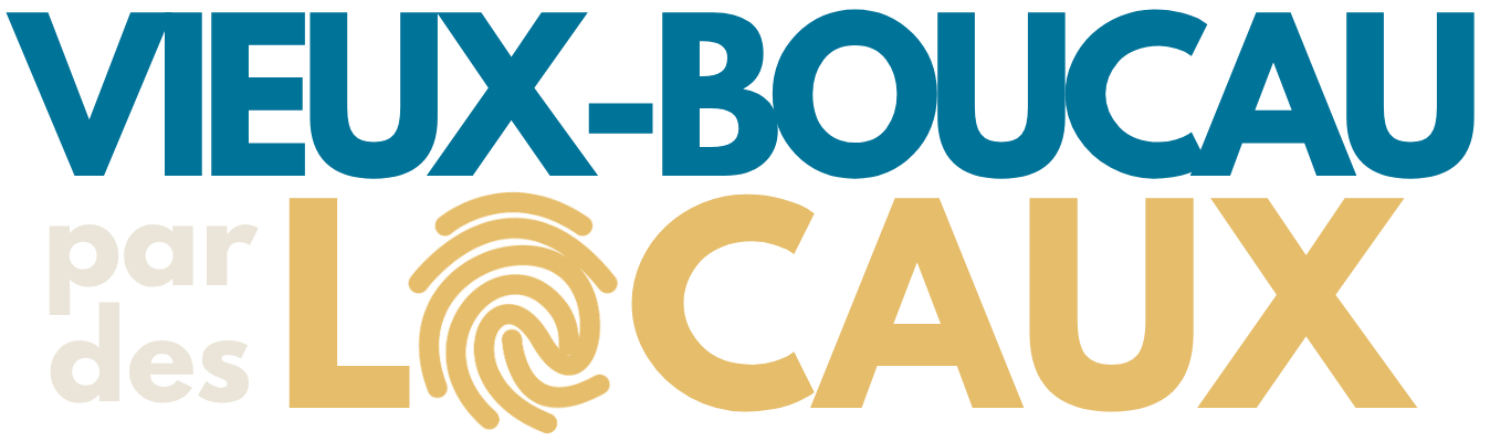 Logo bleu et jaune avec empreinte de doigt de Vieux-Boucau par des locaux
