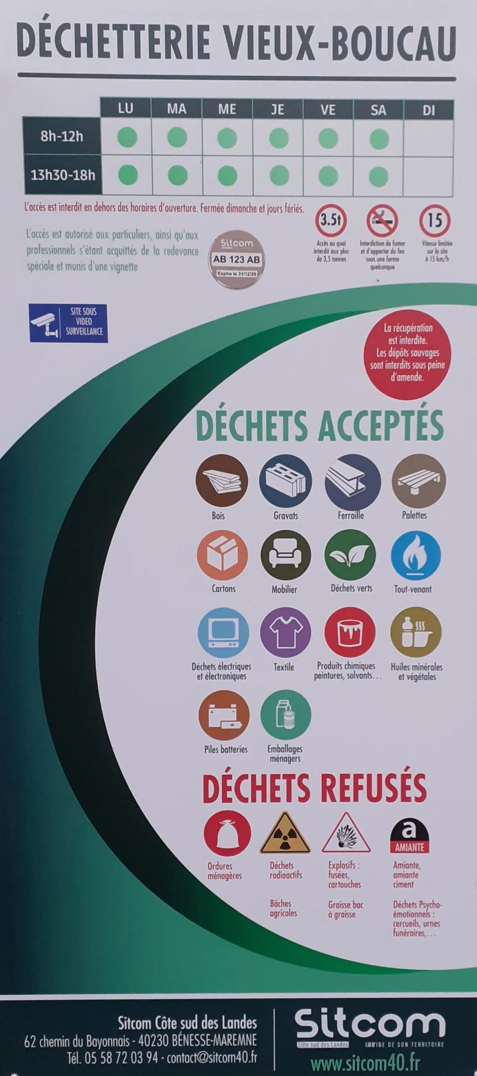 dechetterie-vieux-boucau Un panneau d'informations sur la déchetterie